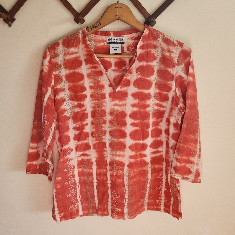 Columbia Cotton 3/4 Long Sleeve Tie-Dye Women's Top Small S